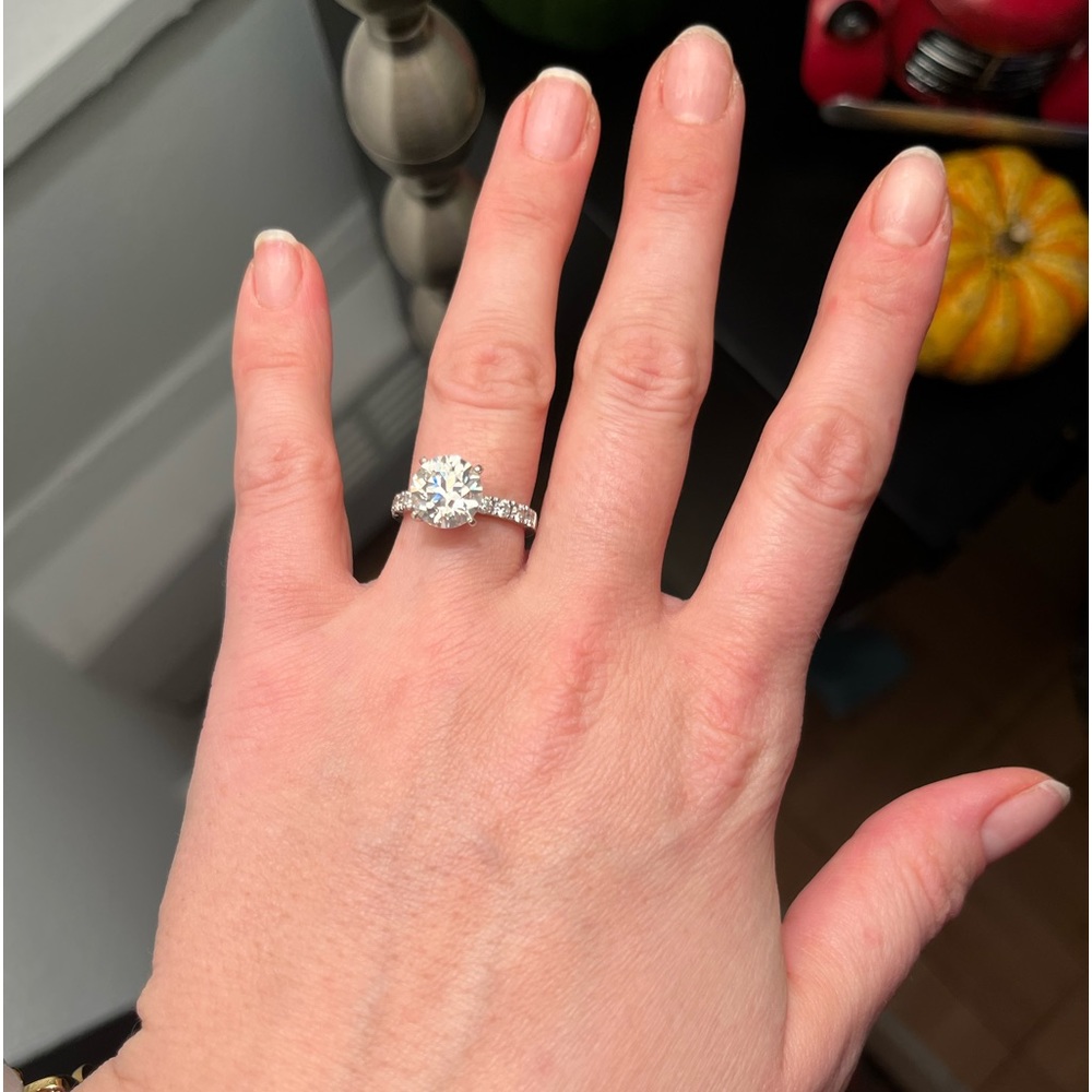 Diamond Moissanite Engagement Ring hidden halo
